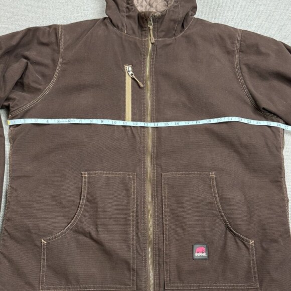 Berne Coat Womens Brown Quilted Lining Jacket Inner Pockets Hooded Full Zip 2XL - Picture 11 of 16